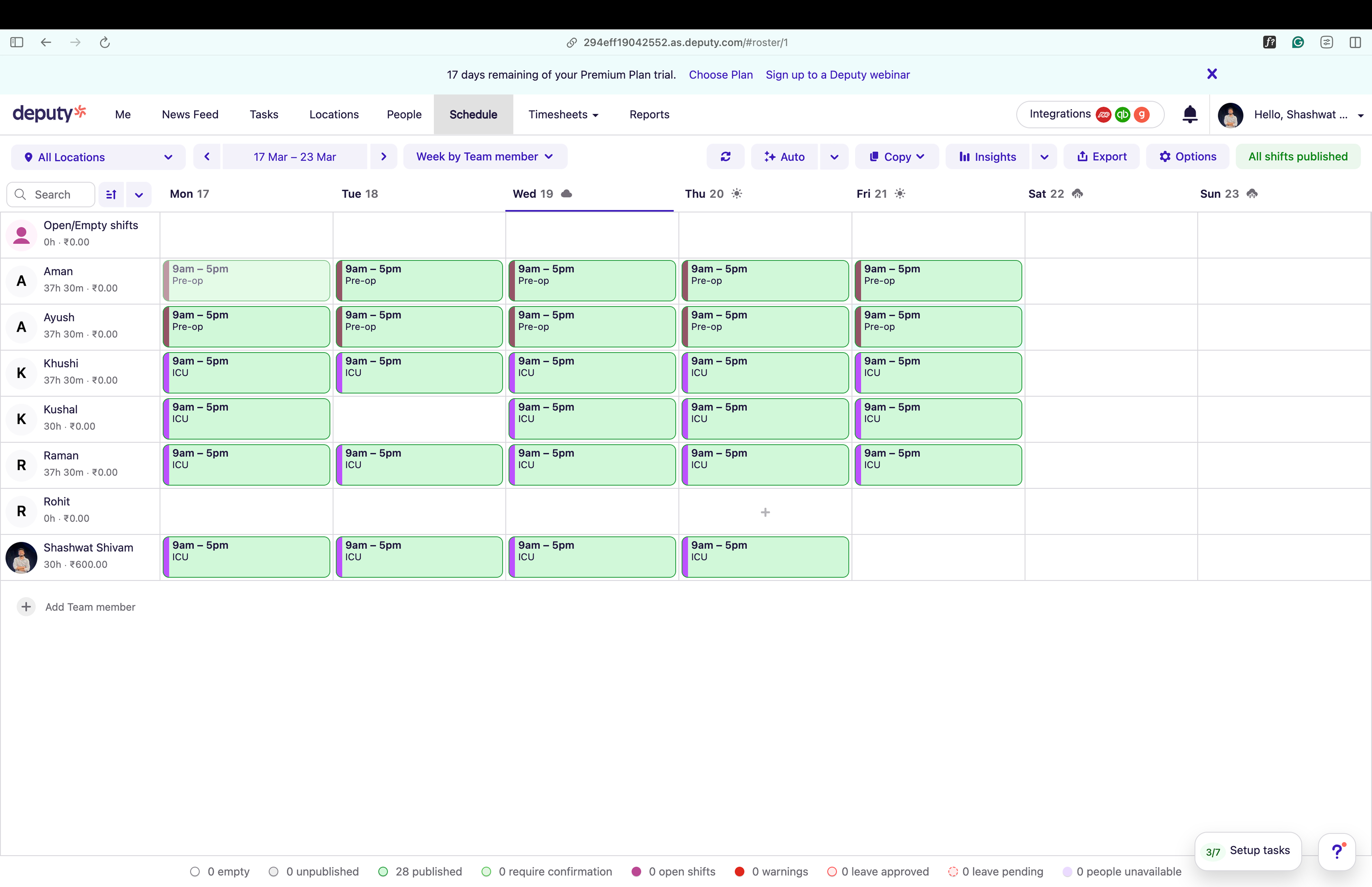 Deputy schedule