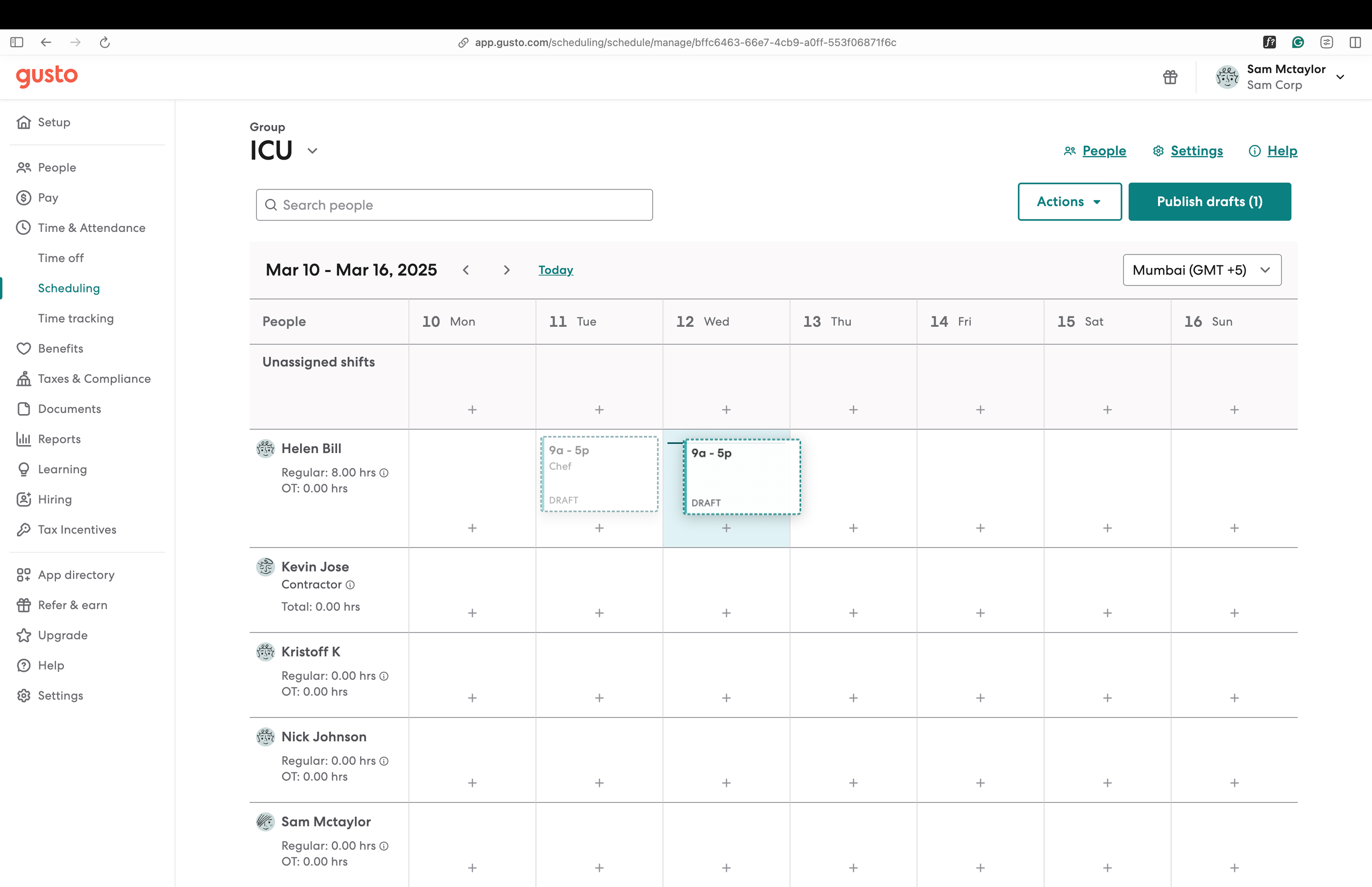 Gusto scheduling