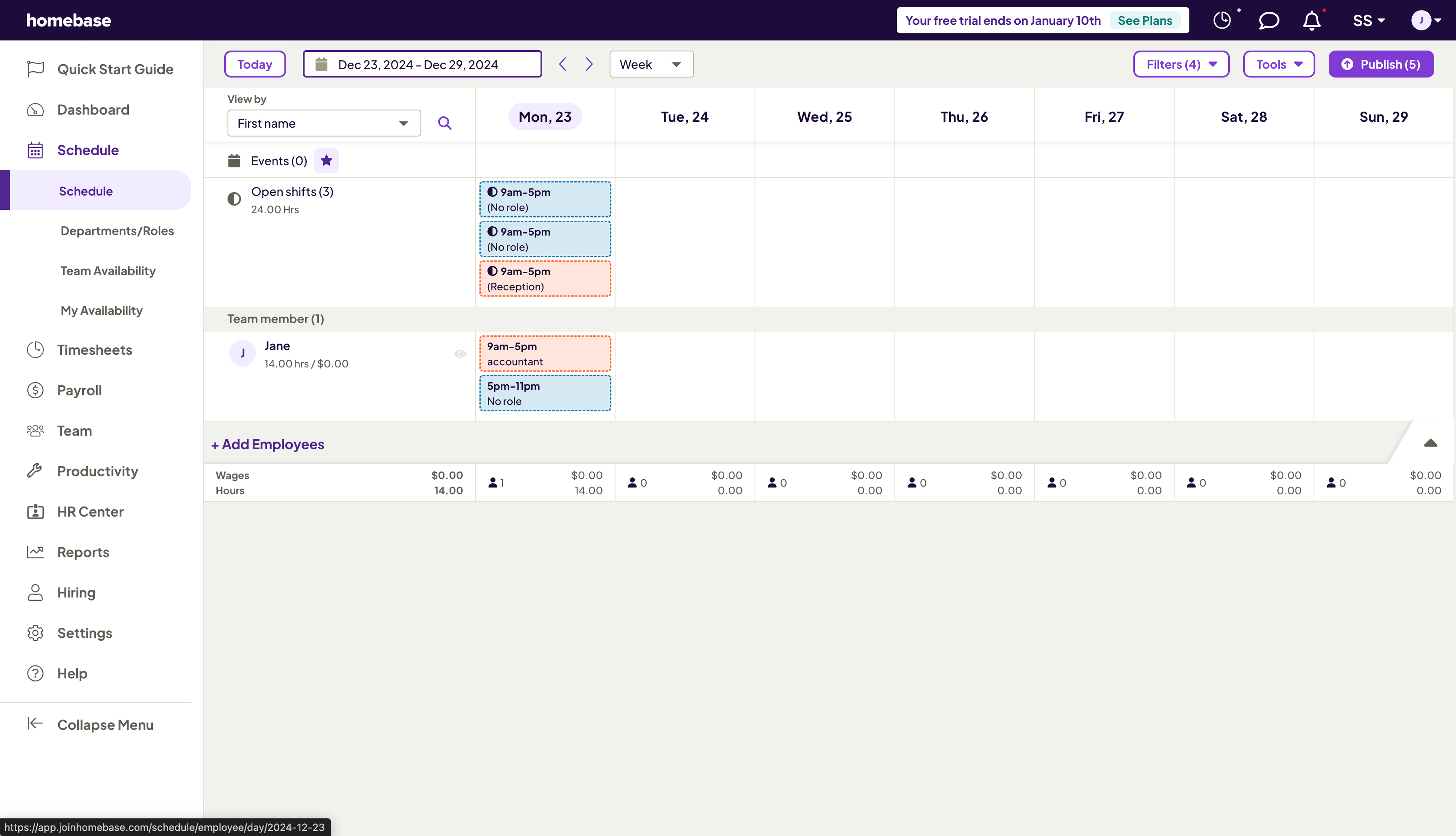 Homebase schedule