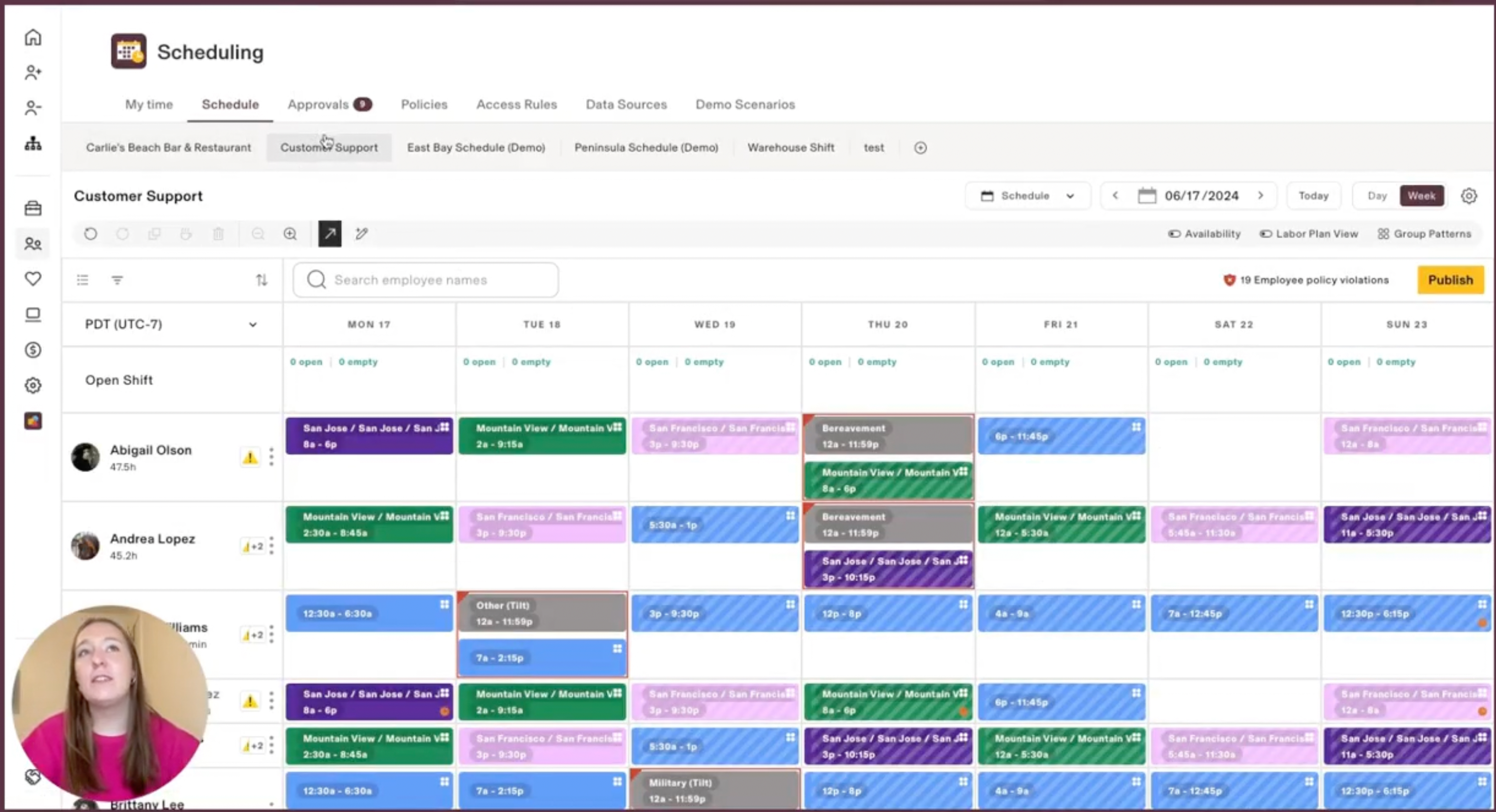 Rippling scheduling view