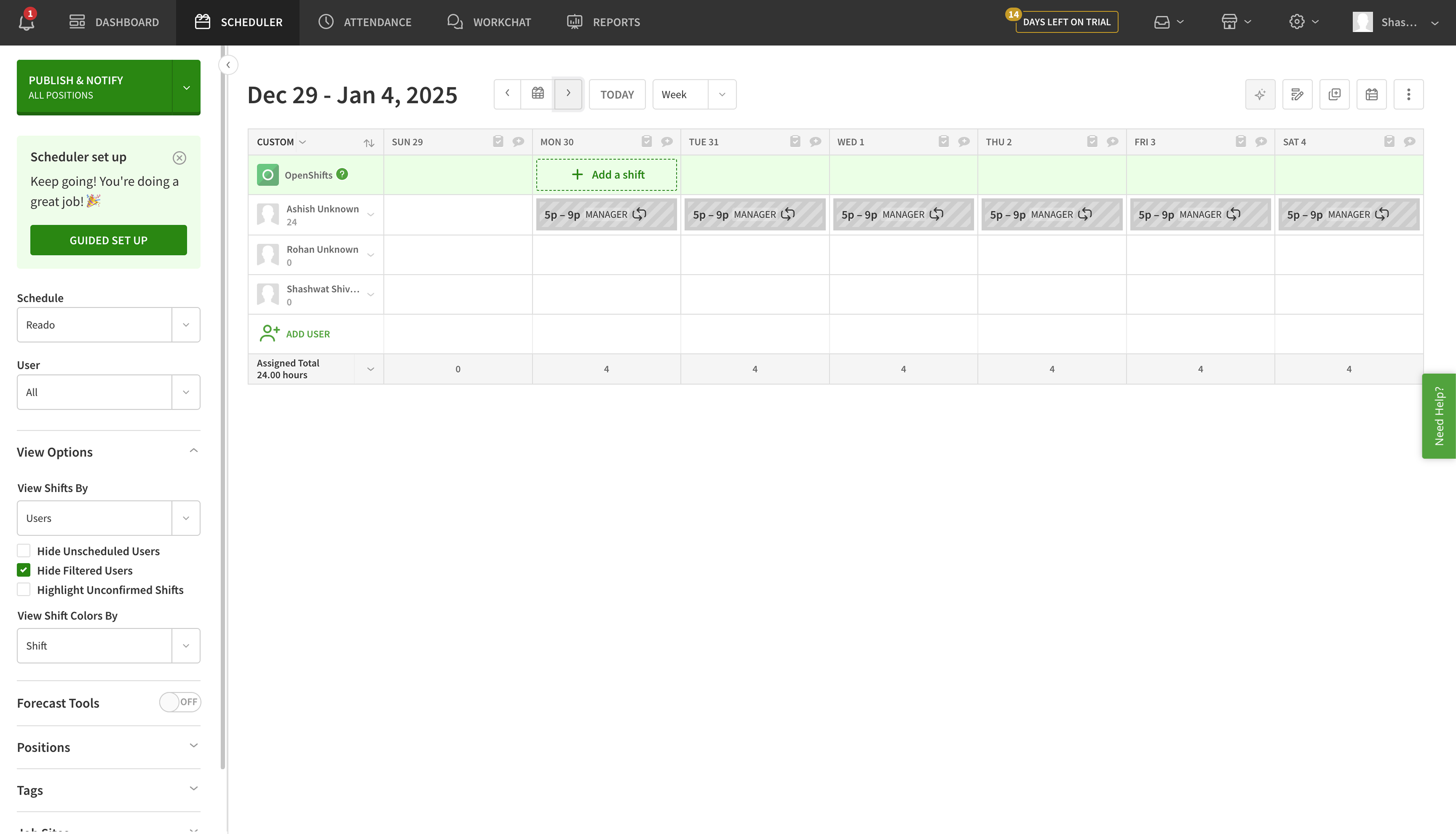 When I Work schedule