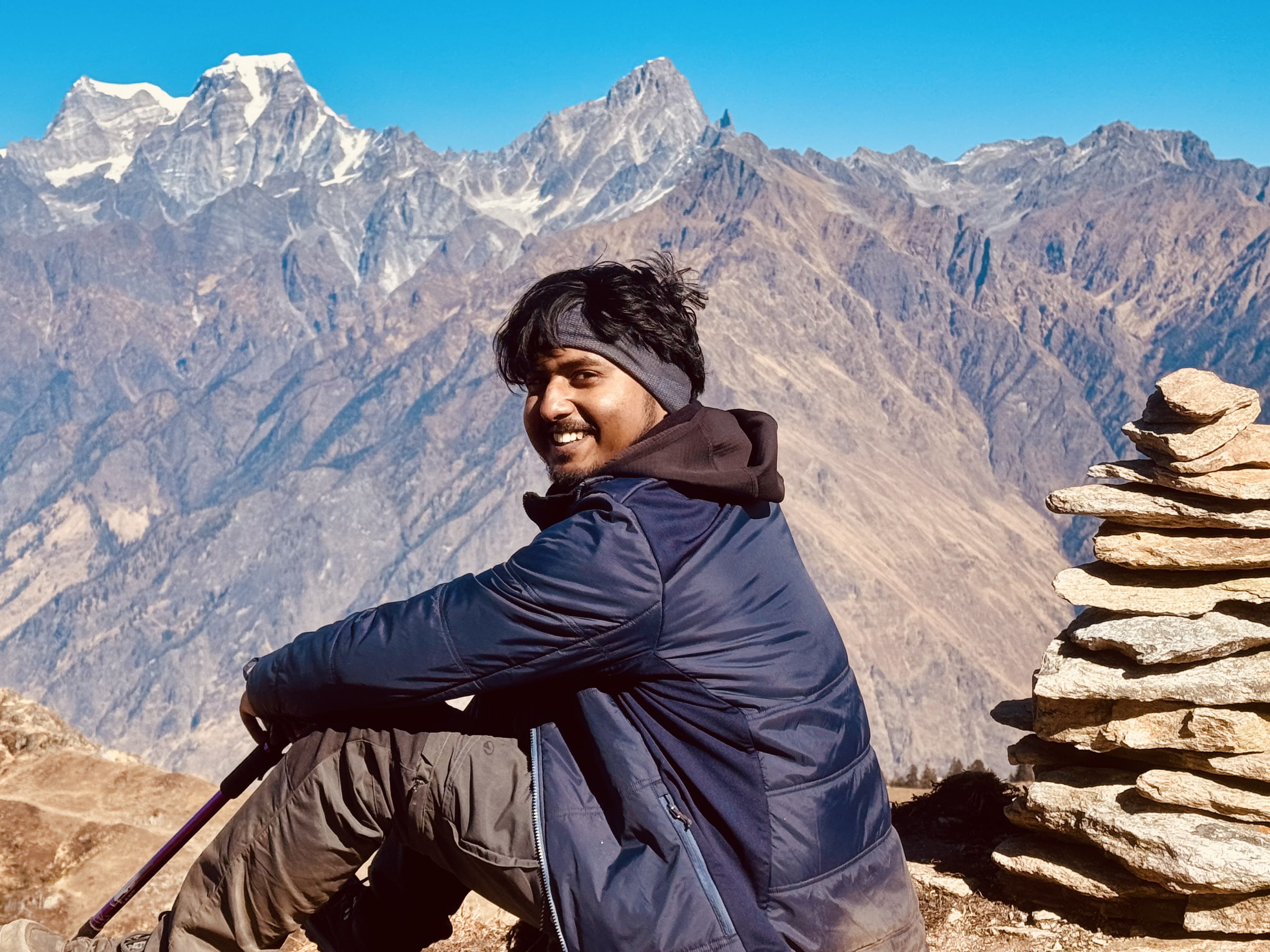 Shashwat on a trek in the mountains